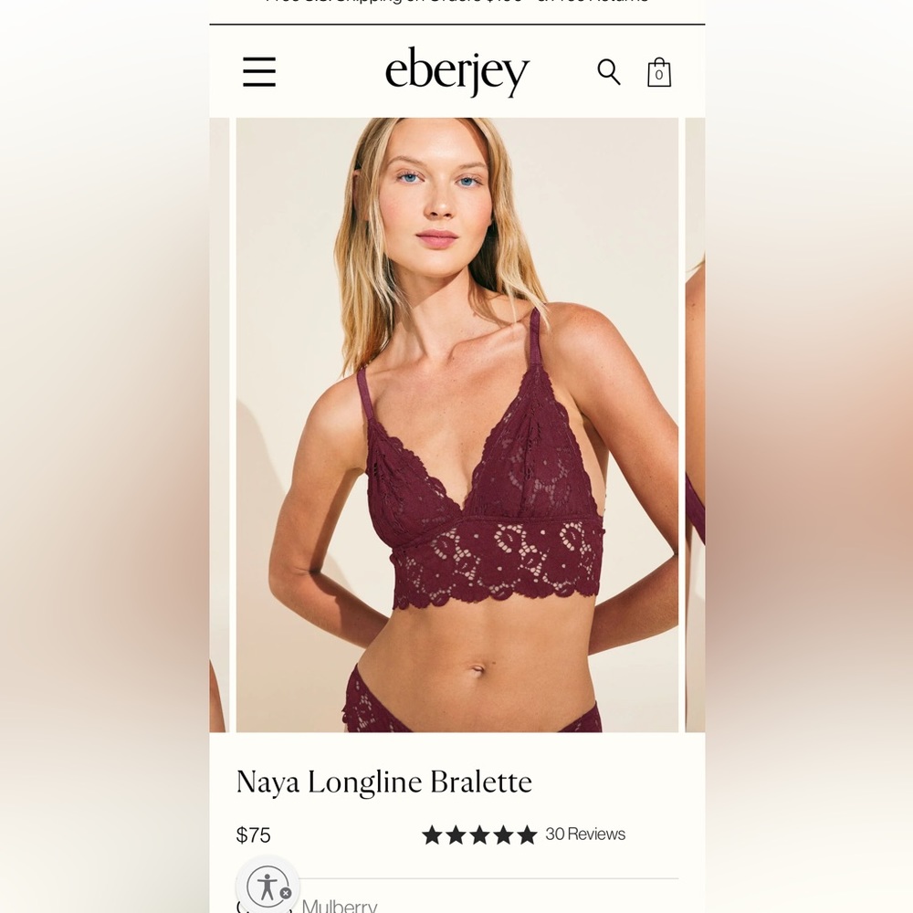Eberjey Bralet size Small NWT